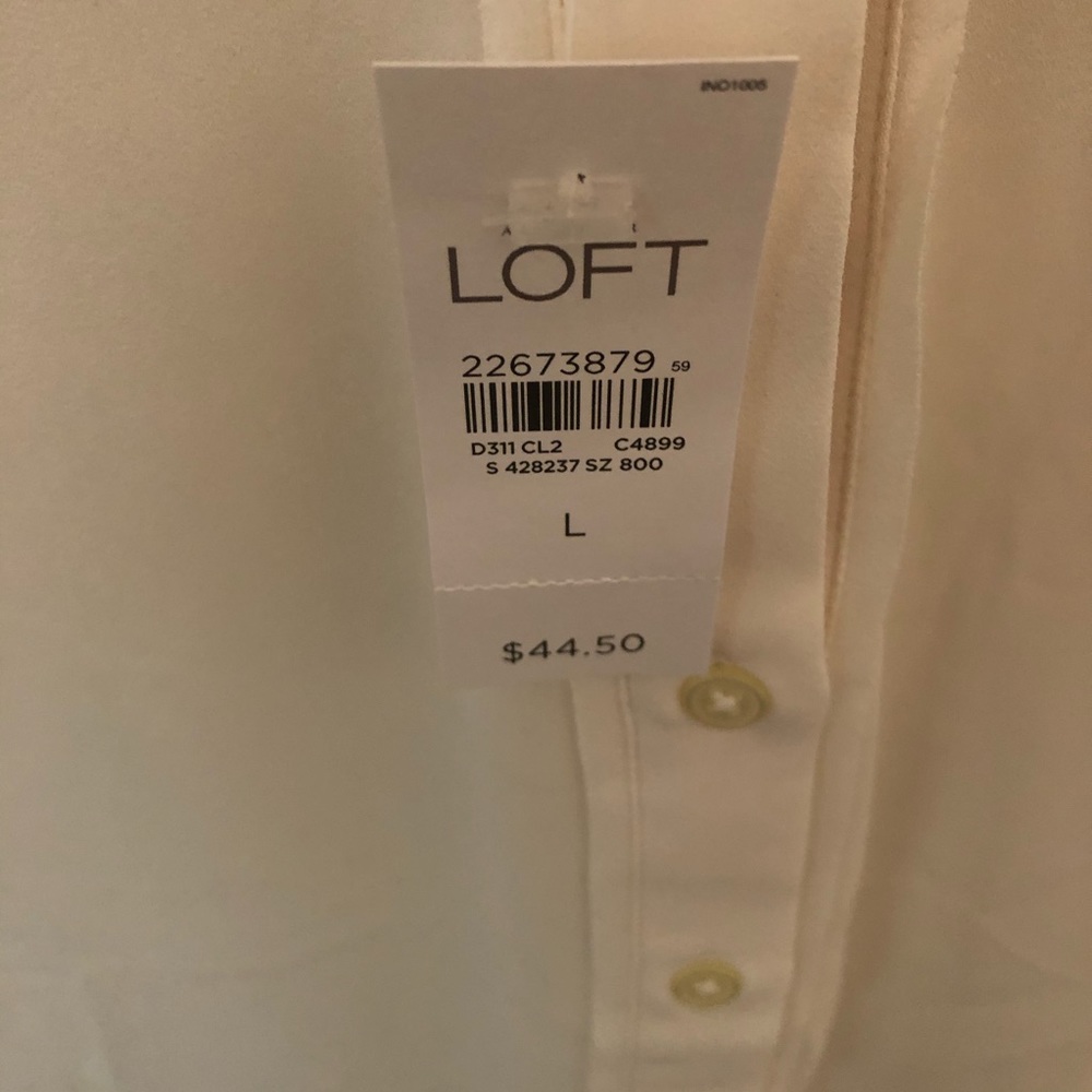 NWT LOFT Ruffle Sleeve Shell (White) - Picture 3 of 3